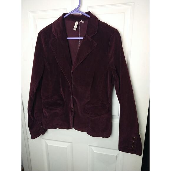 St. Johns Bay Woman M Blazer Jacket Purple Corduroy Casual Button Sleeve - Picture 1 of 10